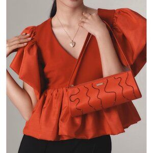 Anthropologie Sunday In Brooklyn Red Short Sleeve Babydoll Blouse Size M